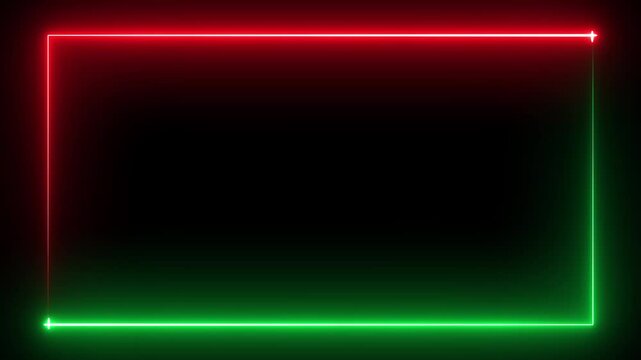Neon glowing seamless loop animation rectangle frame