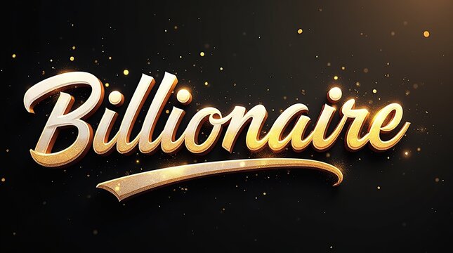 White and gold luxury billionaire text effect on black background