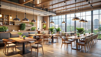 Modern and cozy interior design of a restaurant coffee shop hotel in Seoul, Korea