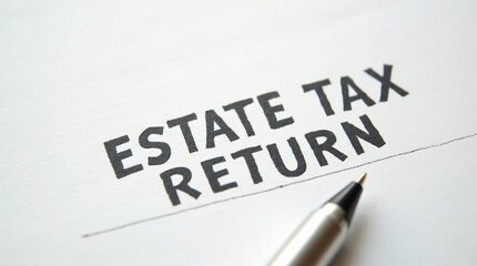Obraz premium Estate tax return form with pen on white paper background