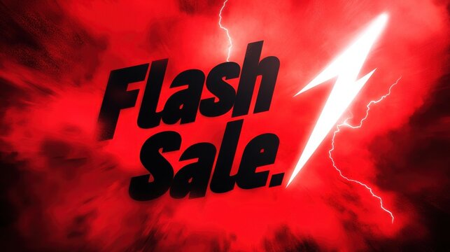 Dynamic flash sale banner with bold typography and a lightning bolt on a red background ideal for Black Friday promotions - Powered by Adobe