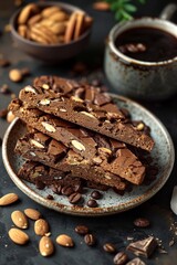 Chocolate almond biscotti with espresso