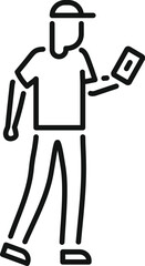 Delivery man is walking and checking directions on a map app