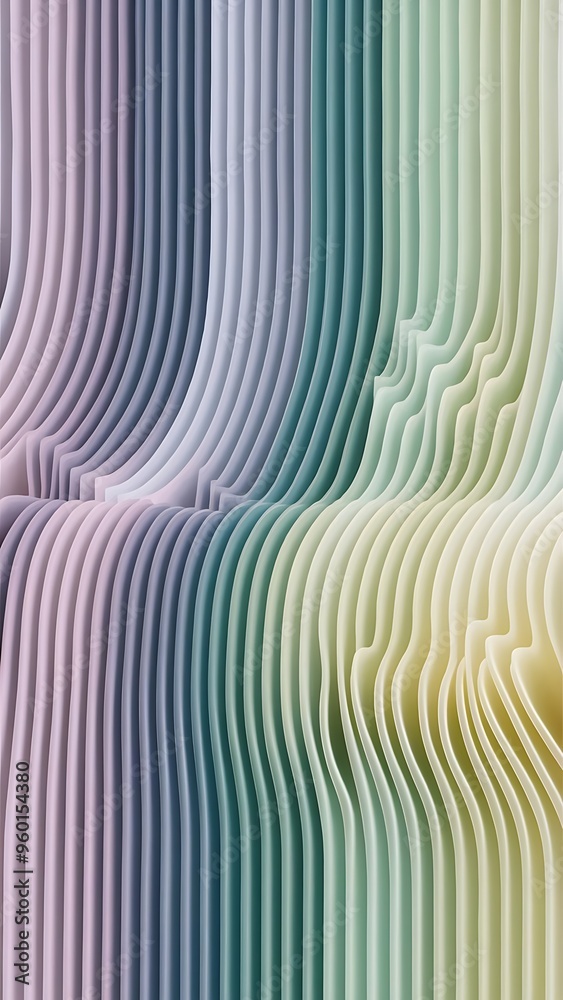 Wall mural Background of vertical wavy lines of pastel abstract horizo