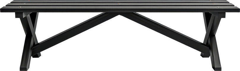 Black wooden bench with X legs