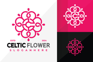 Letter C Celtic Flower Logo Icon Vector Design. Creative simple logos designs illustration