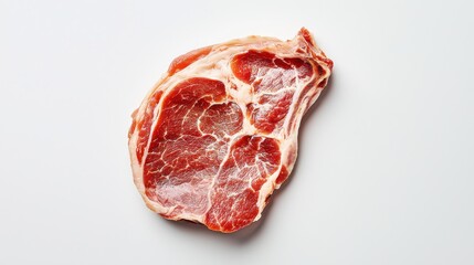 Fototapeta premium one piece of fresh pork meat. top view photo. white background. photo. clear. Buisness 