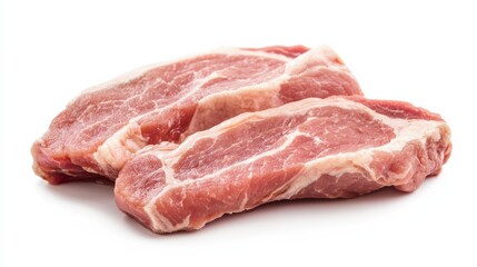 Fototapeta premium one piece of fresh pork meat. top view photo. white background. photo. clear. Buisness 