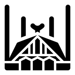 faisal mosque, mosque, islamabad, pakistan, landmark, building solid or glyph icon