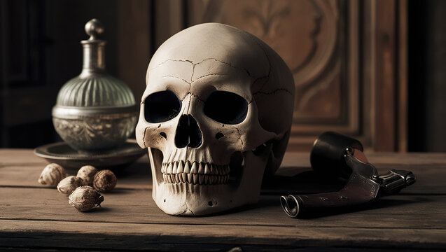 Free skull in vintage stule