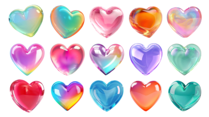 PNG 3D glasses heart shape set, transparent background