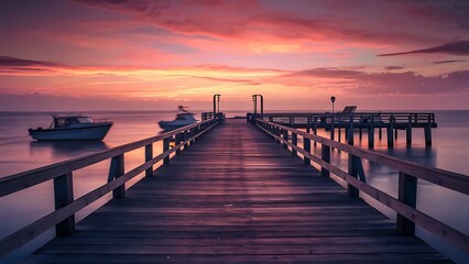 Obraz premium Pier with sky on sunset