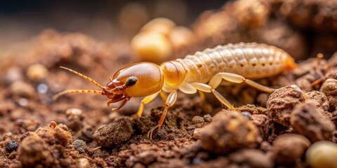 Termite crawling on rocky soil in a natural habitat