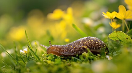 slug isolated on spring background