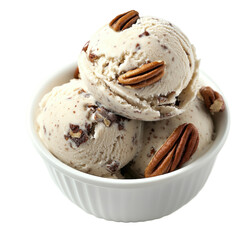 A bowl of ice cream with nuts on top