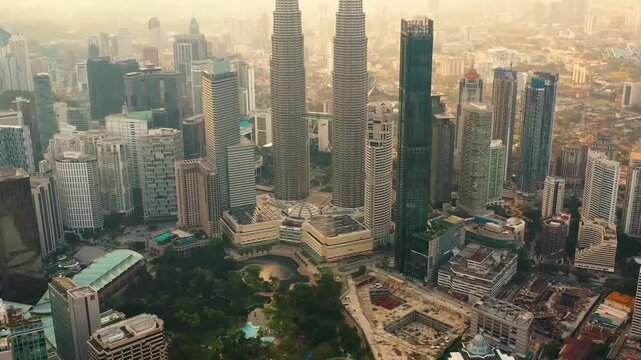 Drone aerial view of Kuala Lumpur, Malaysia