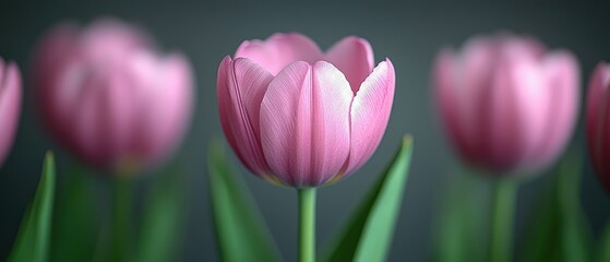 Obraz premium Pink Tulip Close-Up with Blurred Background