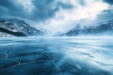 Fototapeta premium Frozen Lake in a Mountainous Landscape