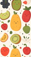 A colorful book cover featuring a variety of fruits