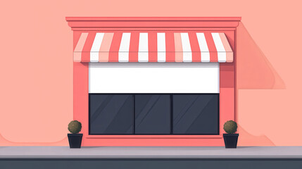 Vacant Retail Space Sign, an illustration showcasing an empty storefront with a blank sign, inviting potential businesses to envision their brand in this prime location