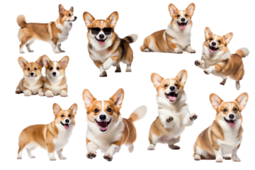 Cute corgi png element set, transparent background