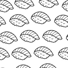 sushi pattern background. Japanese food seamless pattern background. sushi seamless pattern background. doodle sushi pattern background.