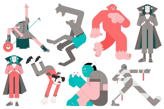 Halloween character png element set, transparent background - Powered by Adobe