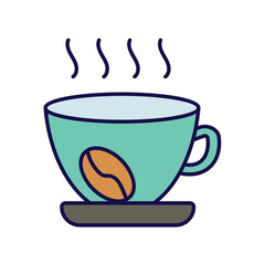 coffee mug color line icon with white background vector stock illustration
