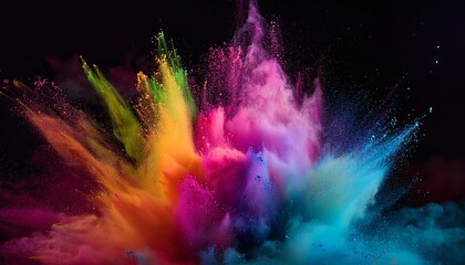 Realistic Colorful Dust Explosion with Vibrant Splash