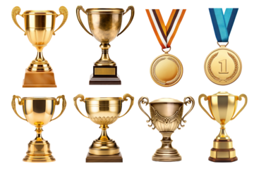 Trophy & medal png element set, transparent background