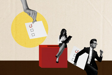 Trend artwork 3D sketch image photo collage of vote election politics president government woman...