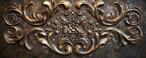 A bronze textured surface with intricate, floral engravings, creating a delicate, ornate design that adds elegance to the metal.