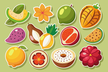Tropical and Dry Fruits Flat Stickers