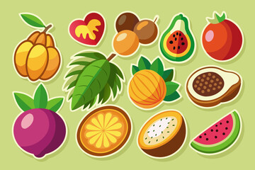 Tropical and Dry Fruits Flat Stickers