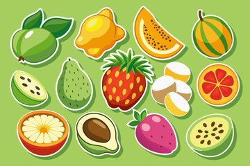 Tropical and Dry Fruits Flat Stickers