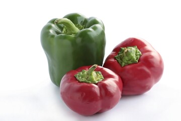 tasty,wholesome red and green peppers vegetable close up