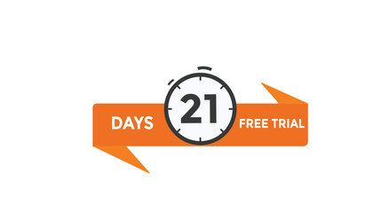 21 days free trial Countdown number banner templates. time icon. Vector Illustration 

