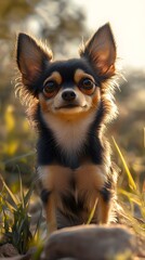 Fototapeta premium Detailed high-resolution image of a Chihuahua, highlighting its playful expression and sharp features
