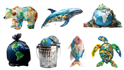 Environmental issues png element set, transparent background