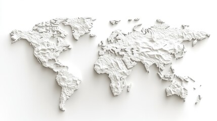 A crisp world map with clear landmasses and major countries outlined, set on a pure white background.