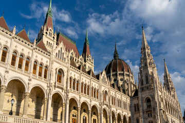 Naklejka premium Portion of the Hungarian Parliament Building in Budapest, Hungary. 