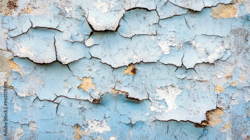 Wall mural Cracked and Weathered Blue Paint