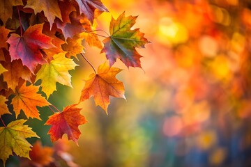 Fall Leaves in Corner with Soft Blur