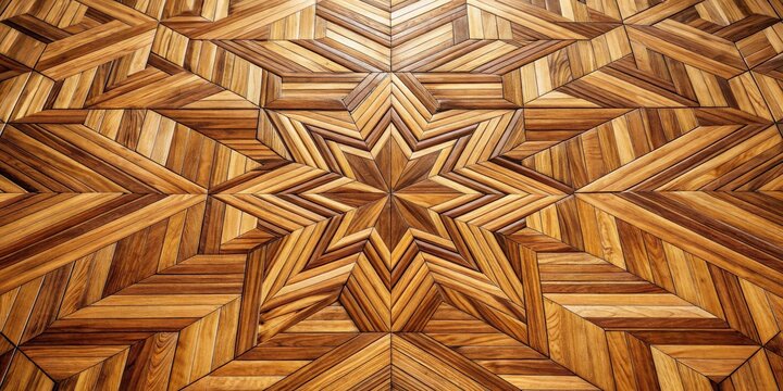 Wooden floor texture with intricate geometric pattern