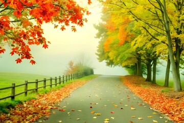 Obraz premium Autumn Path with Space to the Right