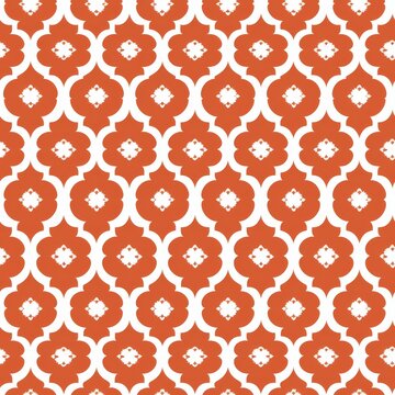 Red and white geometric tile pattern.