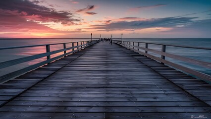 Obraz premium Pier with sky on sunset