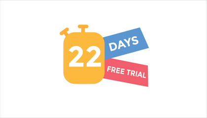 22 days free trial Countdown number banner templates. time icon. Vector Illustration 
