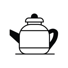 teapot glyph icon with white background vector stock illustration