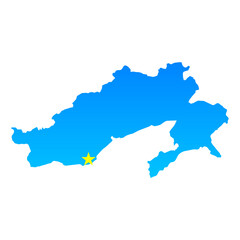 Map of Arunachal Pradesh with its capital Itanagar in India with a professional blue style
